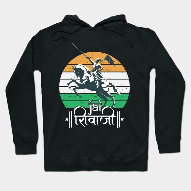 Shivaji Maharaj Statue Indian India Flag Marathi King Hoodie by alltheprints